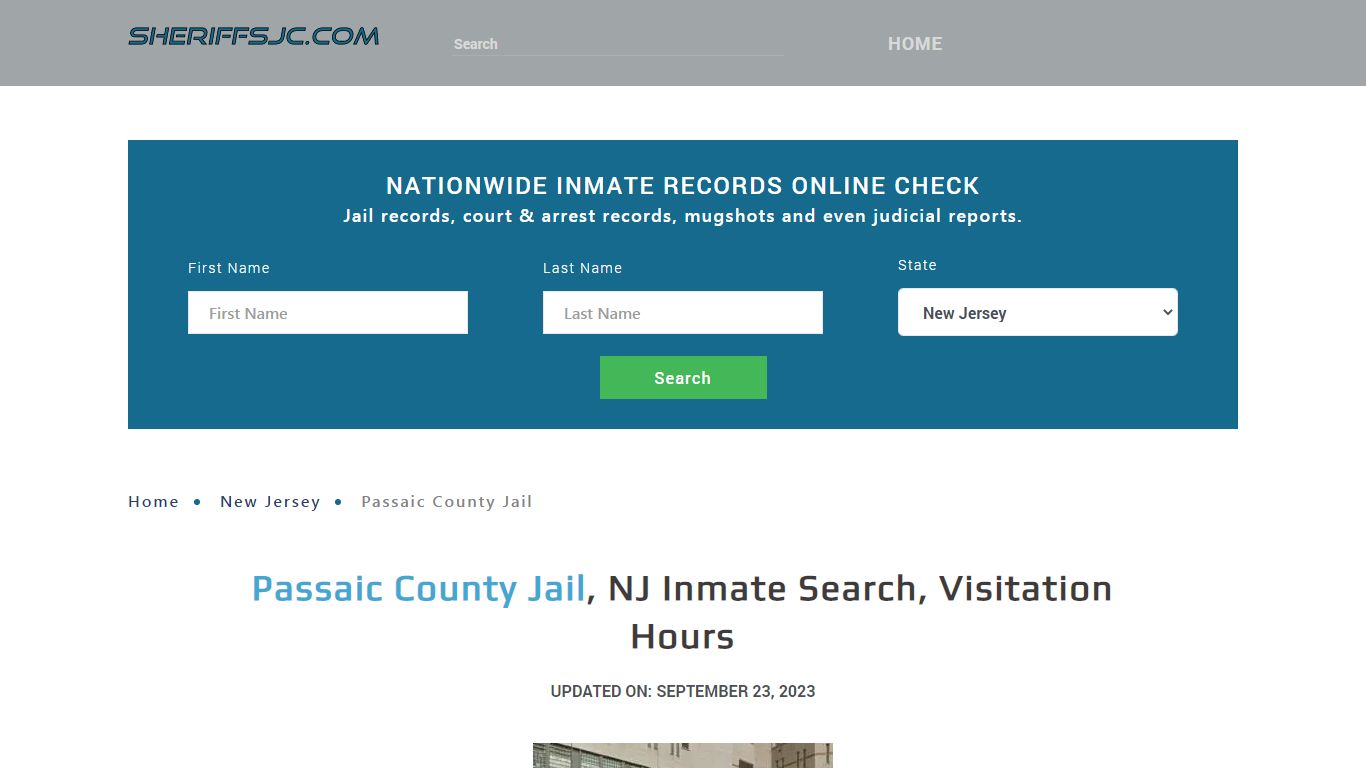 Passaic County Jail, NJ Inmate Search, Visitation Hours